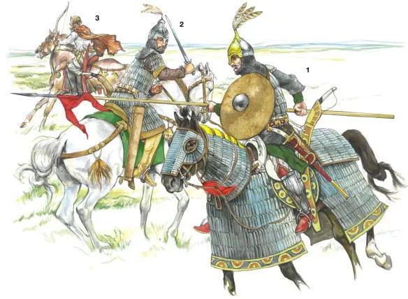 1 Khazar warrior 7th C 2 Sabirian armoured cavalryman 6th7th Cs 3 Western - фото 39