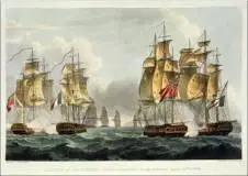 Захват французского фрегата Pomone Литография 1824 г Худ Т Уайткомби Тем - фото 5