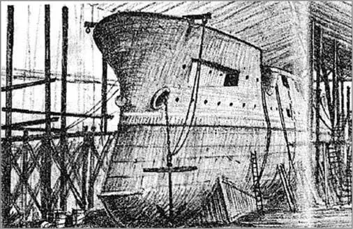 Корпус крейсера Рюрик перед спуском на воду Рисунок В Емышева Быть первым в - фото 1