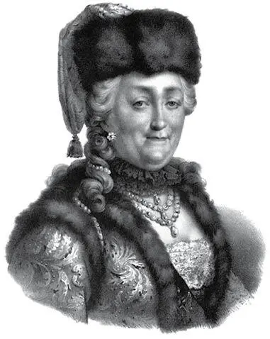Екатерина II в дорожном костюме Гравюра начала ХХ века с портрета XVIII века - фото 1
