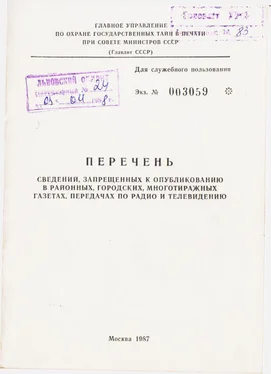 Главлит СССР Перечень сведений, запрещенных к опубликованию в районных, городских, многотиражных газетах, передачах по радио и телевидению 1987 г. обложка книги