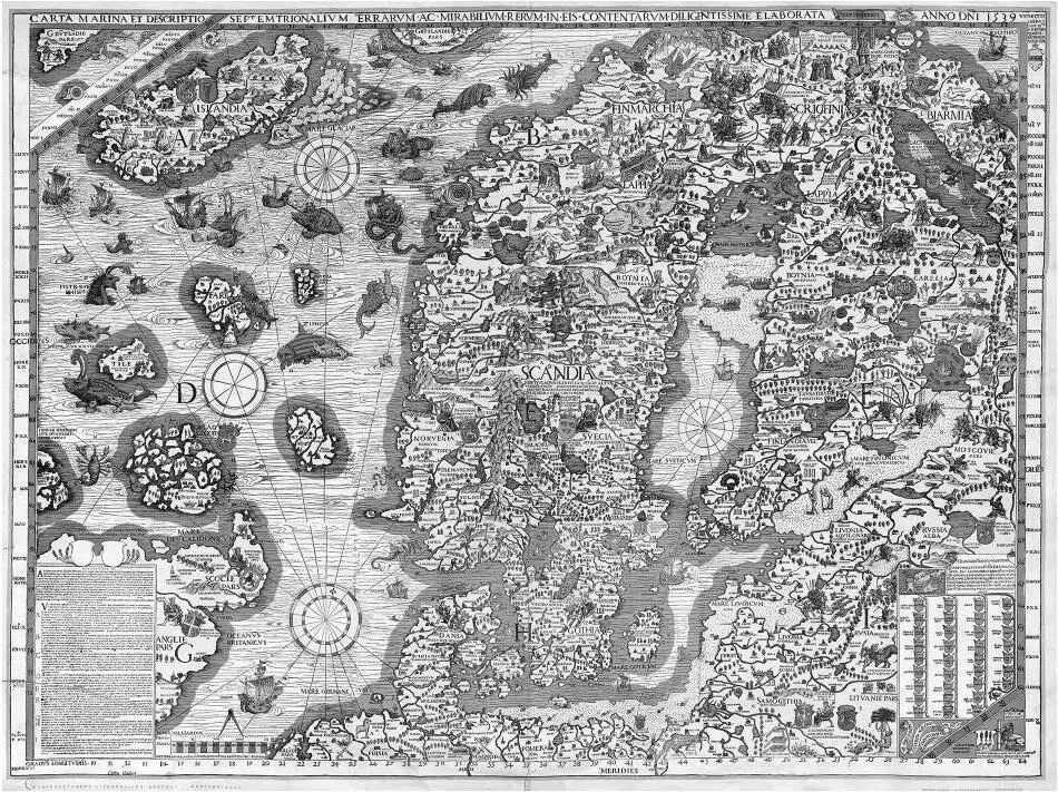 Карта Марина Олауса Магнуса Венеция Carta Marina Olaus Magnus Источник - фото 26