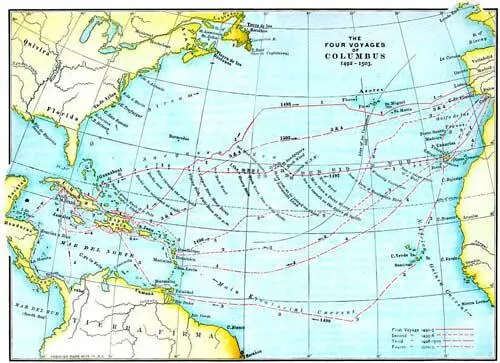 Карта четырёх экспедиций Колумба У Колумба нашлись завистники оклеветавшие - фото 3