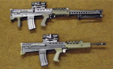 The main weapons of the SA80 system the L85A2 Individual Weapon below and - фото 3