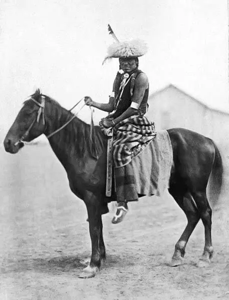 Вождь кроу Старая Ворона верхом на лошади 1880е гг Первое время за - фото 195