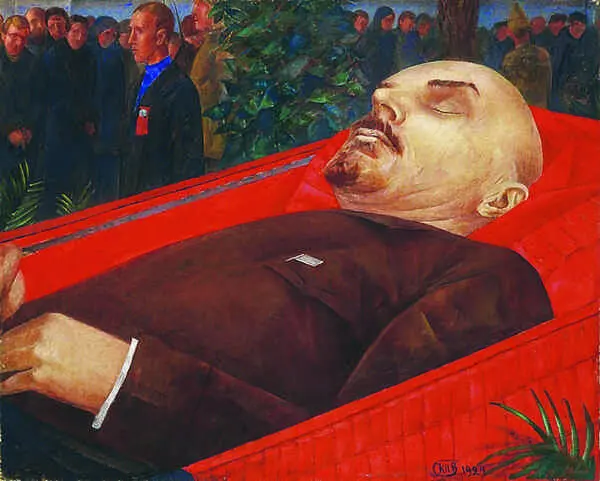 КУЗЬМА ПЕТРОВВОДКИН У ГРОБА ЛЕНИНА 1924 Культ вождя для его картины - фото 82