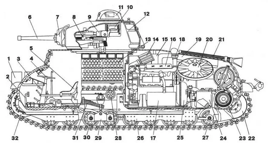 Char de cavalerie Somua S35 1 кожух фары 2 педаль главного фрикциона 3 - фото 54