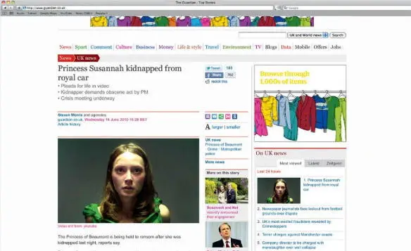 The Guardian newspage reporting the kidnap of Princess Susannah provided by - фото 11