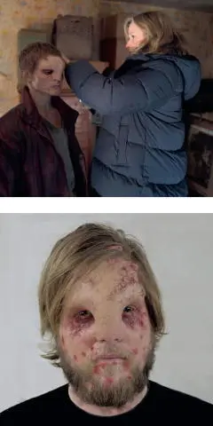 Makeup being applied to a roach onset and a prosthetic test which was part of - фото 134