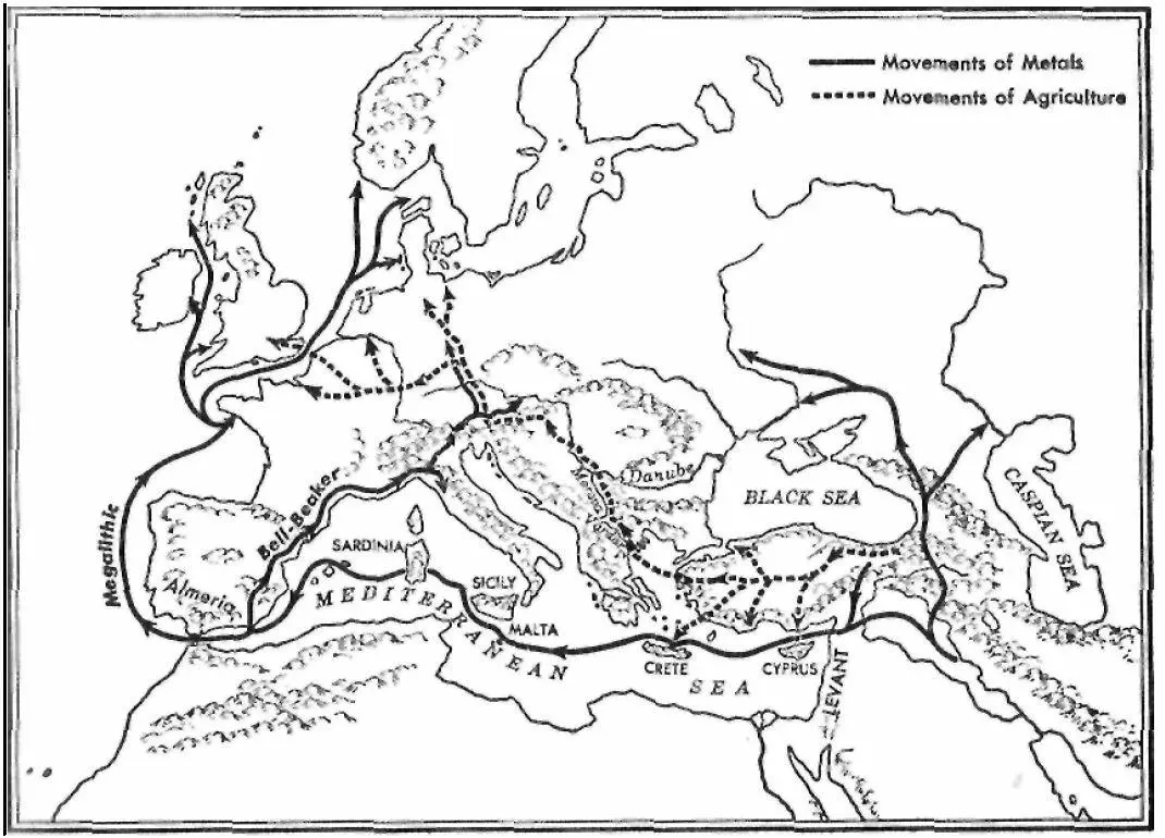 Movements of metals solid line and of agriculture broken line to Europe - фото 22
