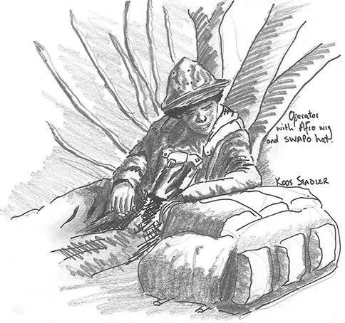 A sketch of an operator with Afro wig and SWAPO hat as disguise SWAPO uniforms - фото 24