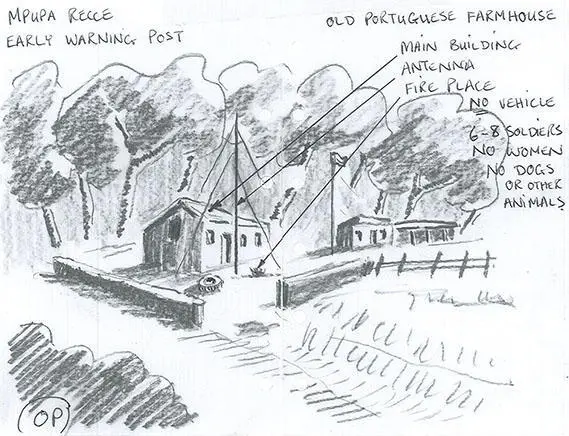 My sketch of a FAPLA early warning post in an old farmhouse near Mpupa in - фото 29