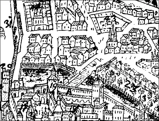 На плане Мейерберга 1661 г Лебяжий пруд 45 у Боровицкой башни 19 - фото 4