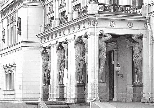 Портик и атланты Нового Эрмитажа Главный фасад со стороны Миллионной - фото 98