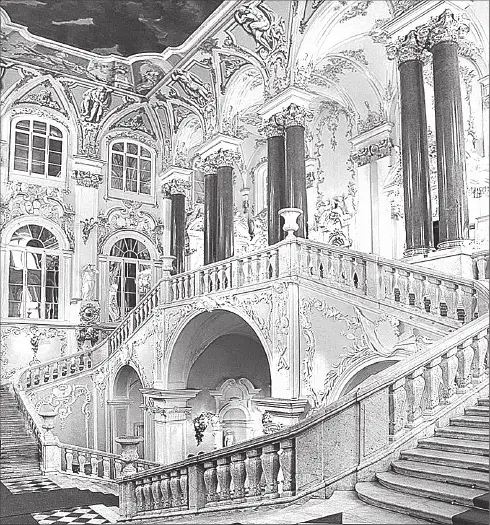 Иорданская лестница Из холла первого этажа марш ведёт на среднюю площадку от - фото 104