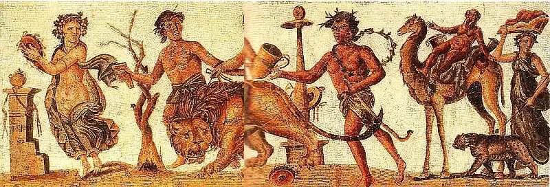 Процессия на Дионисии Середина II в н э Мозаика из ЭльДжема Тунис - фото 50