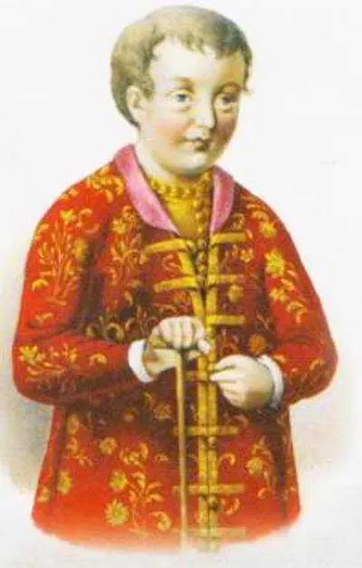 Царевич Петр в возрасте 6 лет Из Титулярника Серебряный двойной трон - фото 179