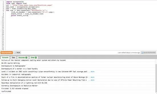 Рис 56 A scraper in action ScraperWiki Вы видите работу простейшего - фото 57