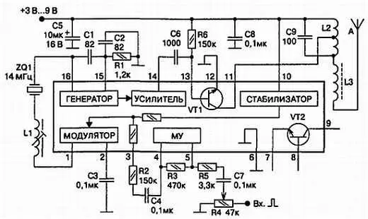 Рис 337 Принципиальная схема передатчика на специализированной микросхеме - фото 70