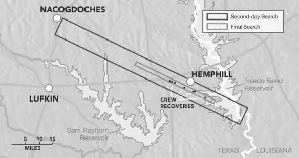 The remains of Columbia s crew members were eventually found in Sabine County - фото 15