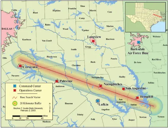 About 95 percent of Columbia s debris came down within an area about five - фото 47