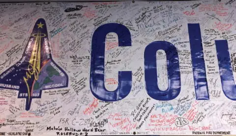 A portion of an STS107 COLUMBIA RECOVERY TEAM banner bearing thousands of - фото 64