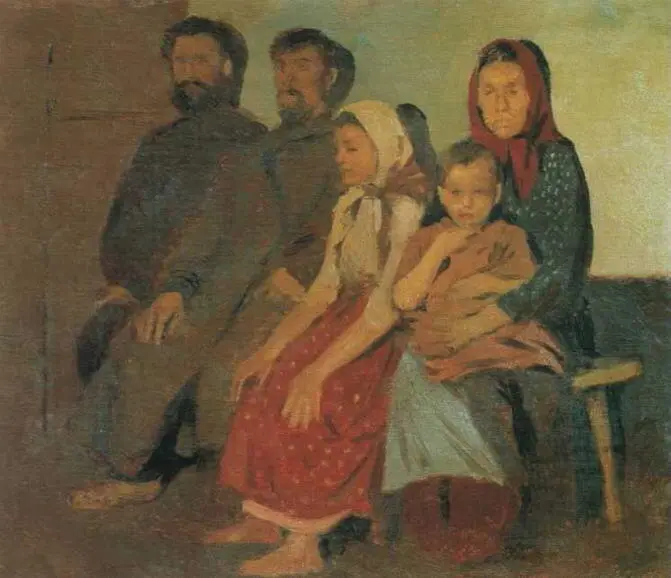 Ожидание новобрачных от венца в Новгородской губернии 1891 Этюд - фото 22