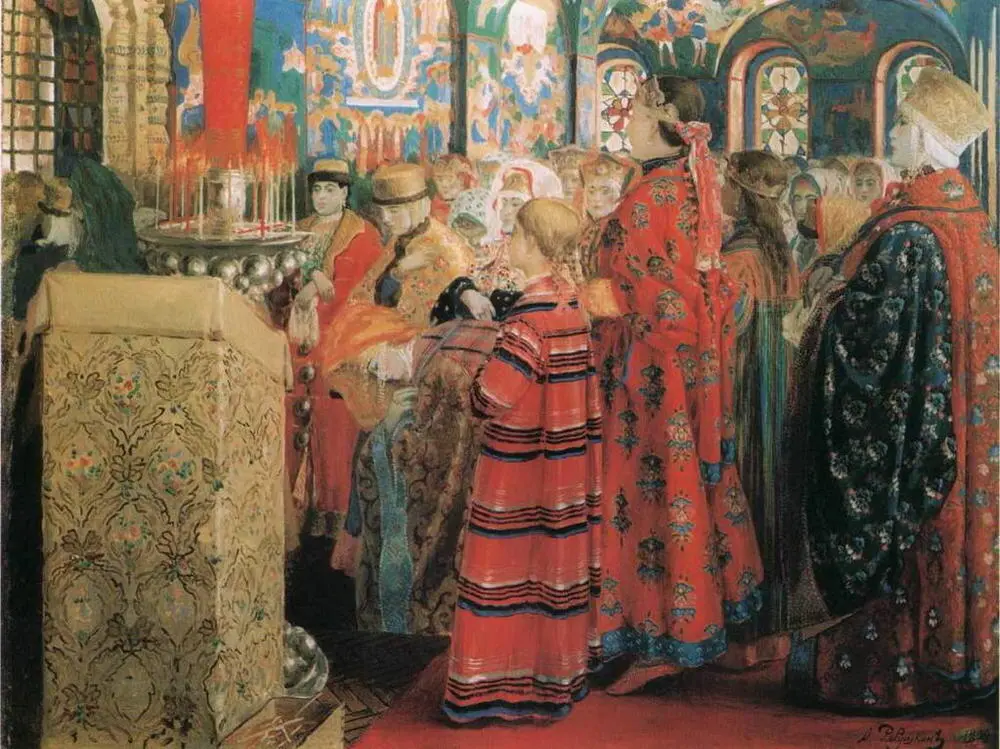 Русские женщины XVII столетия в церкви 1899 Государственная Третьяковская - фото 52