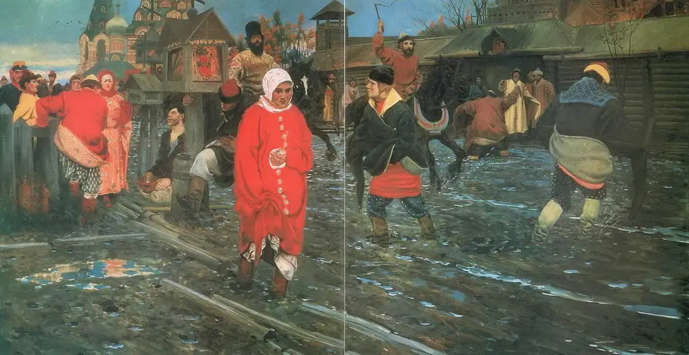 Московская улица XVII века в праздничный день 1895 Государственный Русский - фото 59