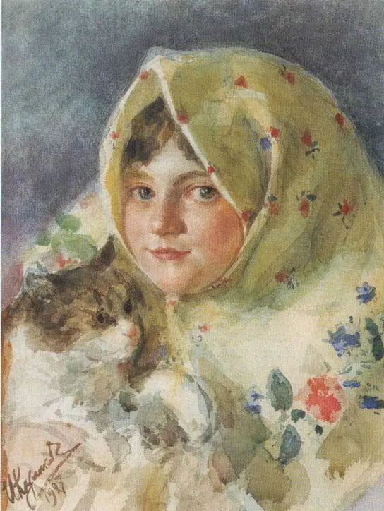 Таня с кошкой 1927 Собрание семьи ИС Куликова Муром Девочки 1918 - фото 62