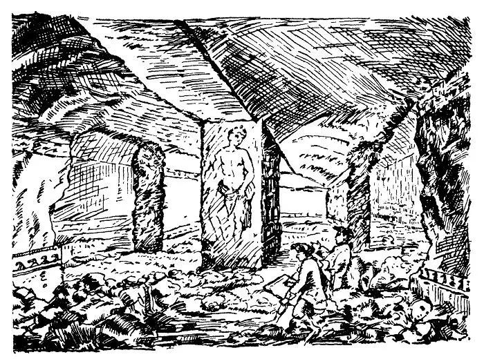 Раскопки Склепа Тифона в тарквиниях Гравюра XVIII в В I веке н э он - фото 1