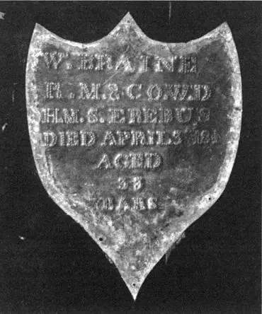 The copper plaque found nailed to William Braines coffin lid It reads W - фото 31