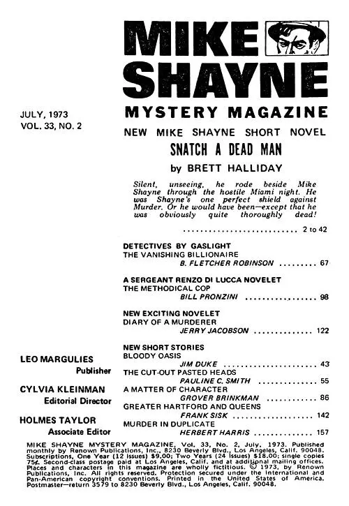 Snatch a Dead Man by Brett Halliday ghost written by Edward Y Breese - фото 1