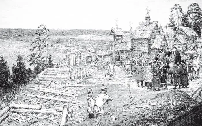 АМ Васнецов Постройка первых стен Кремля Юрием Долгоруким в 1156 году Иное - фото 2