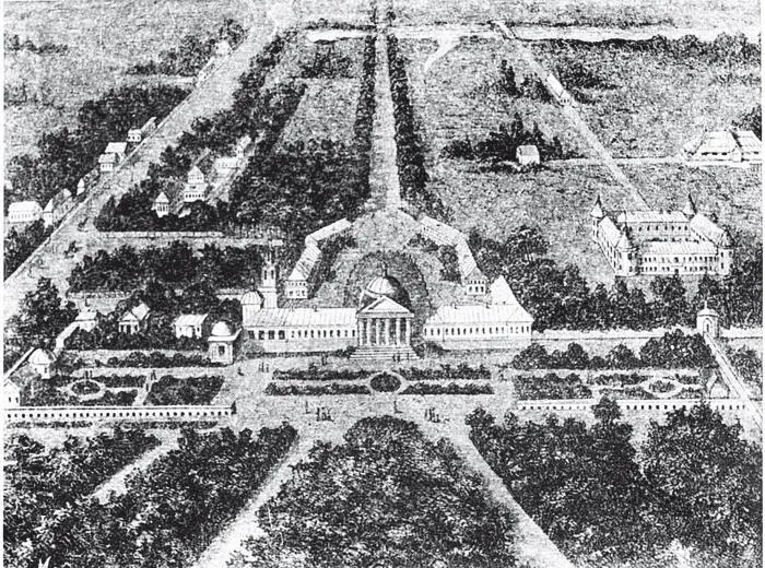 Вид имения ПетровскоеРазумовское Гравюра конца XVIII века Только из - фото 296