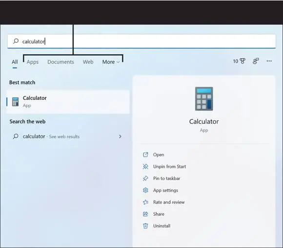 FIGURE 211 Select the Calculator app to open it on the desktop as shown in - фото 74