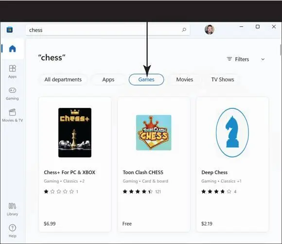 FIGURE 105 Install a New App or Game In the Store search for the Chess - фото 391
