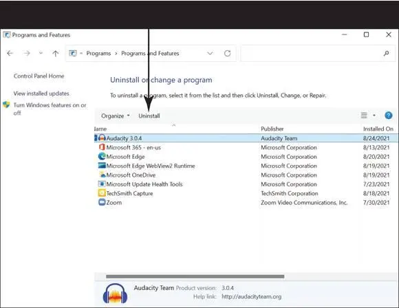 FIGURE 135 Select the Uninstall button located above the list of program - фото 504