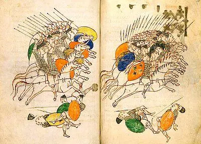 Конный бой Миниатюра Лейденского кодекса Первая половина X в Меч русского - фото 15