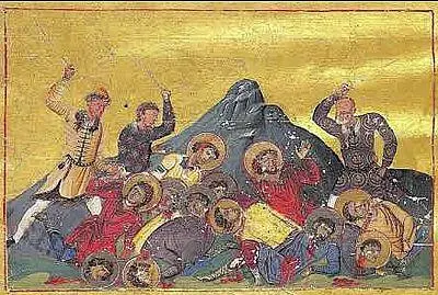 Болгары в русских кафтанах Миниатюра из Минология Василия II Империя ромеев - фото 29