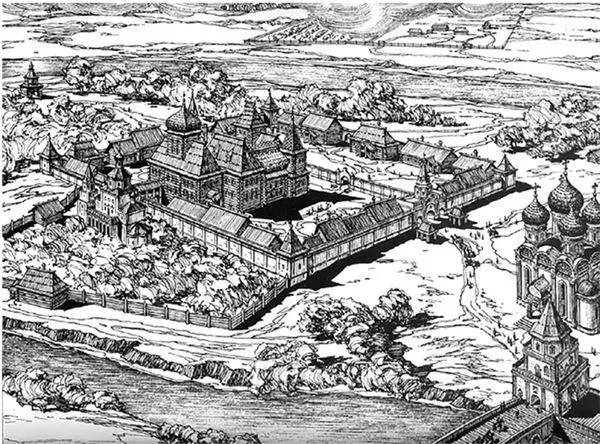 Царская усадьба Измайлово под Москвой Гравюра конца XVII века Отменно хорошим - фото 1