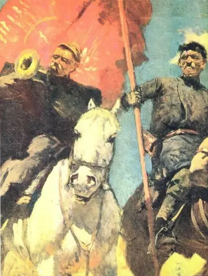 Фрагмент картины Знаменщик и трубач Художникбаталист Греков написал - фото 20