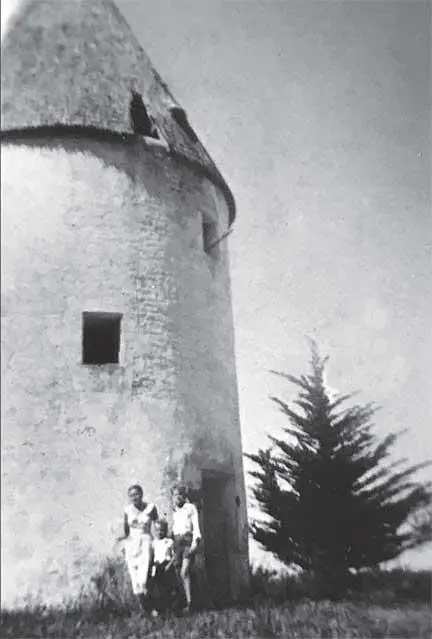 А Сосинская с сыновьями Алексеем и Сергеем у мельницы Куавр 1950 год На - фото 46