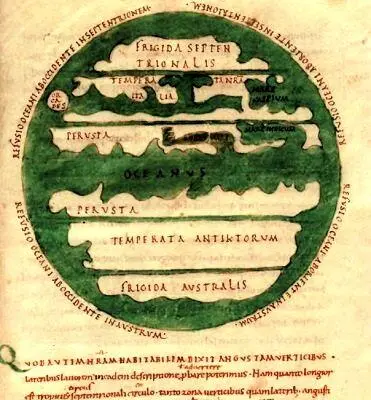 Карта мира с климатическими поясами изображенная в рукописи сочинения Макробия - фото 2