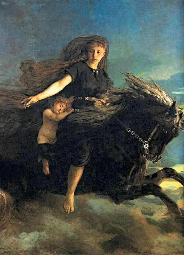 Нотт скачет на Хримфакси Петер Николай Арбо 1887 Фарерская марка - фото 9