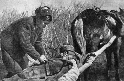 Северовосточнее Туапсе Раненых вывозили вот так на конных волокушах В - фото 37