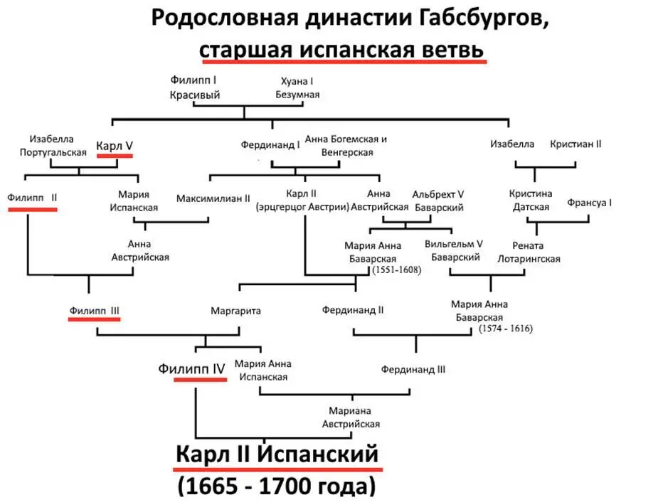 Рисунок 27 Родословная династии Габсбургов старшая испанская ветвь - фото 29