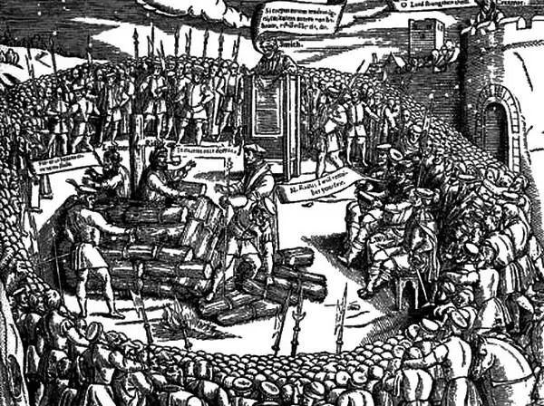 Гравюра Худ Дж Фокс J Foxe 151615171587 Опубл в изд Foxe J Actes - фото 102