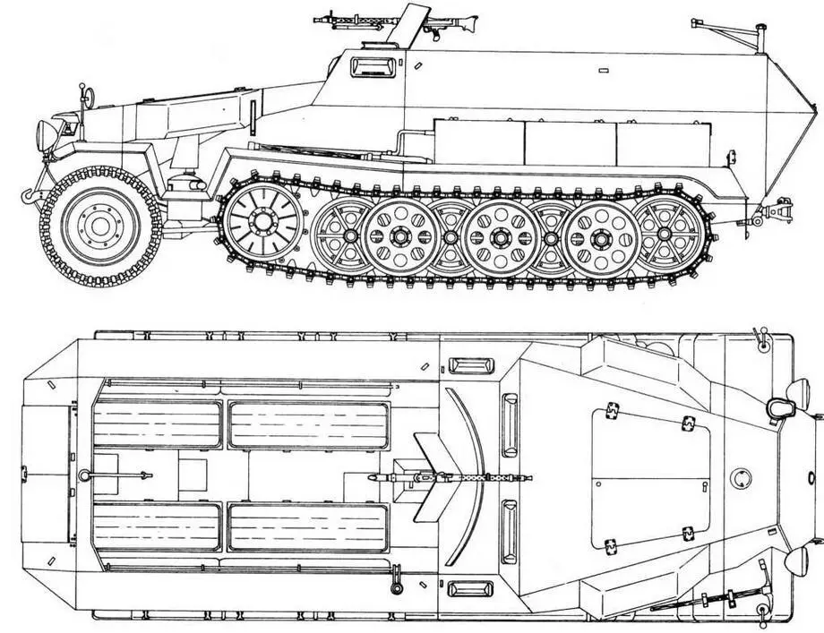 SdKfz2511 AusfC Вид спереди Вид сзади Подвеска бронетранспортера - фото 42