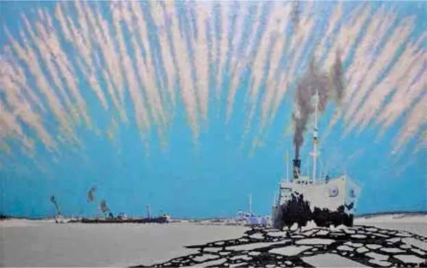 Картина английского художника Ч Пирса Приход одного из конвоев в Мурманск - фото 1